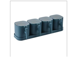 Conjunto De Recipientes Para Temperos Com 4 Compartimentos Estante De Temperos Armazenamento Selado Preto