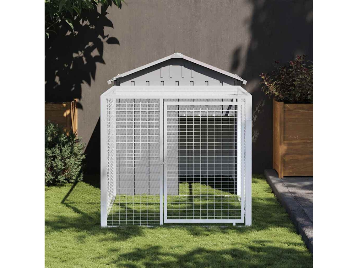 Vidaxl Gaiola Para Galinhas Com Corredor Cinza Claro 117x201x123 Cm Aço Galvanizado