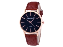 Relógio de Pulso Feminino de Quartzo com Pulseira de Couro Pu Estilo Simples e Dial Redondo (café)