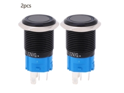 Interruptor De Botão Pressionado 2pcs 12vdc 16mm De 5 Pinos Auto-bloqueio Ip65 Com Luz Branca Aço Inoxidável Redondo