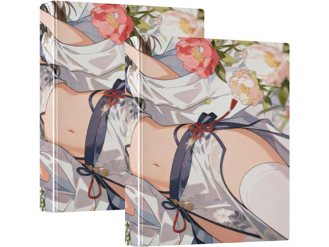 Pasta Escolar Japonesa De Anime Com Estampa Beleza Meninas, 3 Argolas E Prancheta, Pacote Com 1 2 Unidades, Capa
