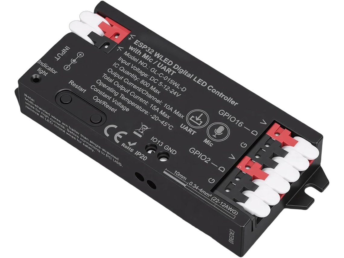 Controlador De Fita De Led Com Microfone, Mais De 100 Efeitos