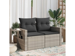 Sofá De Jardim De 2 Lugares Com Almofadões Vime Pe Cinza Dkd Home Decor