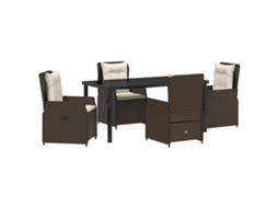 Conjunto de Jantar para Jardim 5 Pcs Castanho Vime Pe MAISON EXCLUSIVE