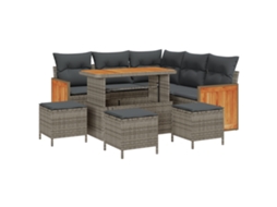 Conjunto 9 Conjunto De Sofá De Jardim Vidaxl Cinzento Vime Pe (216 X 216 X 85 Cm)