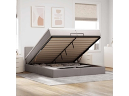 Vidaxl Estrutura De Cama Otomana Com Colchão Cinza 200x200 Cm Tecido