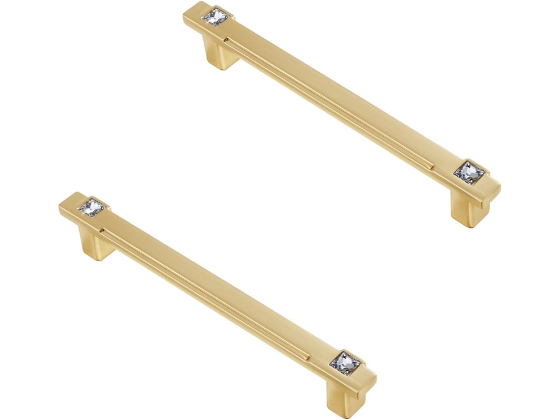 Puxadores De Cristal Dourados Para Portas Armários E Guarda Roupas, Com Furo Simples 4 Peças E Duplo 2, Modelo 6761-128