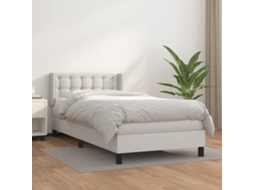 Cama Com Molas/colchão 90x190 Cm Couro Artificial Branco