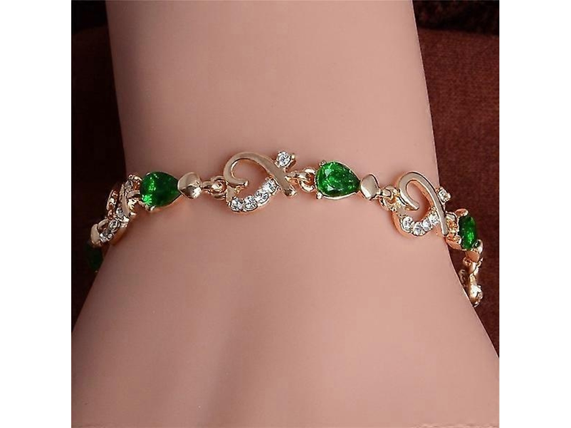 Moda Feminina Pulseira De Cristal Verde Nostalgia88