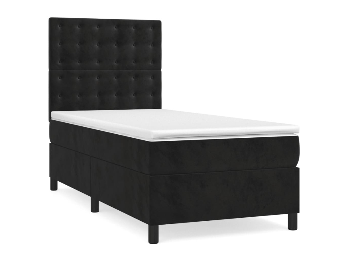 Cama com Molas/colchão 90x190 Cm Veludo Preto MAISON EXCLUSIVE