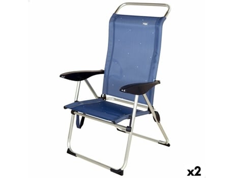 Cadeira de Praia AKTIVE Azul Marinho 47 X 108 X 59 Cm 2 Unidades