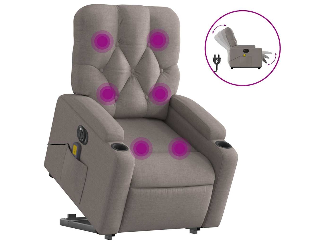 Electric Stand Up Massage Recliner Chair, Electric Stand Up Massage Recliner Chairs Vidaxl Cinzento-acastanhado Tecido