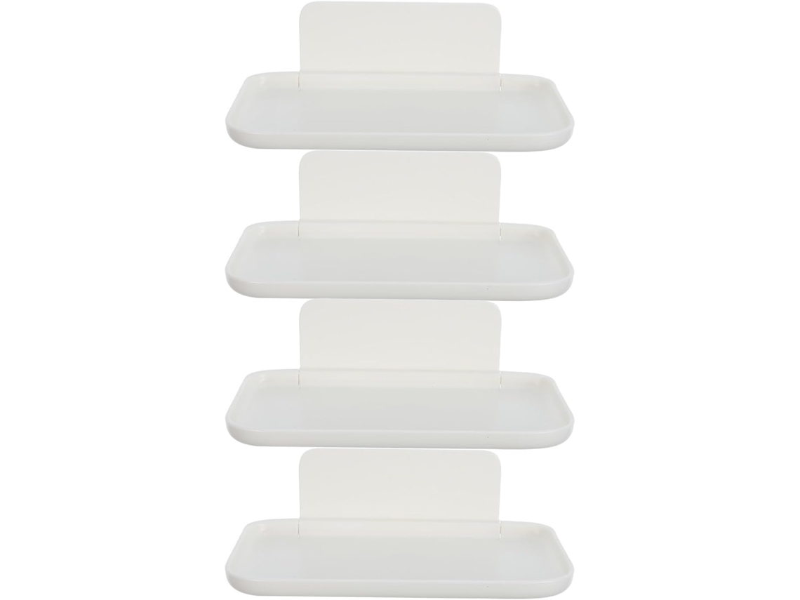Conjunto De 4-prateleiras Armazenamento Para Banheiro Dobráveis, Em Plástico, Com Adesivo, Sem Furos, Para Pequenos