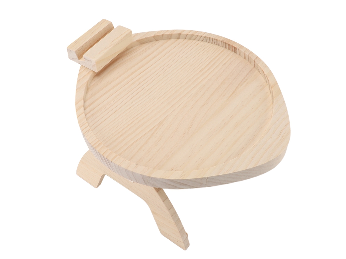 Tábua De Prato Clip Para Braço De Sofá De Madeira Plegável Com Suporte Para Celular Giratório 360° Para Comida Bebidas Petiscos