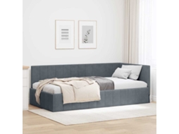 Vidaxl Estrutura De Cama De Canto Cinza Escuro 90 Cm X 190 Cm Veludo