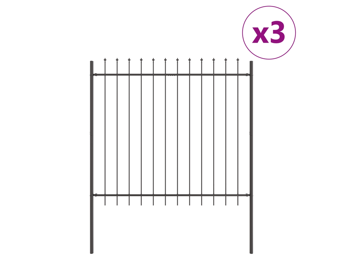 Conjunto 3 Painel De Jardim Vidaxl Cinzento Aço Revestido A Pó (5,1 X 1,5 M)