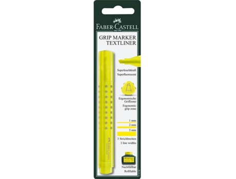 FABER-CASTELL Marcador Textliner, Ponta Biselada 5 mm, Tecnologia de tinta líquida, Amarelo Florescente