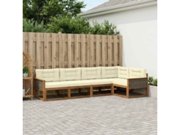 Vidaxl Conjunto De Sofás Para Exterior 5 Pcs Natural E Creme