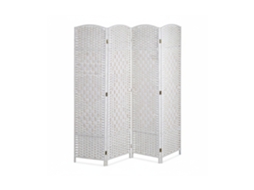 Divisória Relaxdays, Axl: 170 X 160 Cm, Dobrável, 4 Partes, Proteção De Privacidade, Madeira E Corda De Papel, Branco
