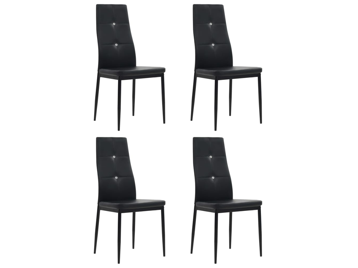 Vidaxl Cadeiras De Jantar 4 Pcs Couro Artificial Preto