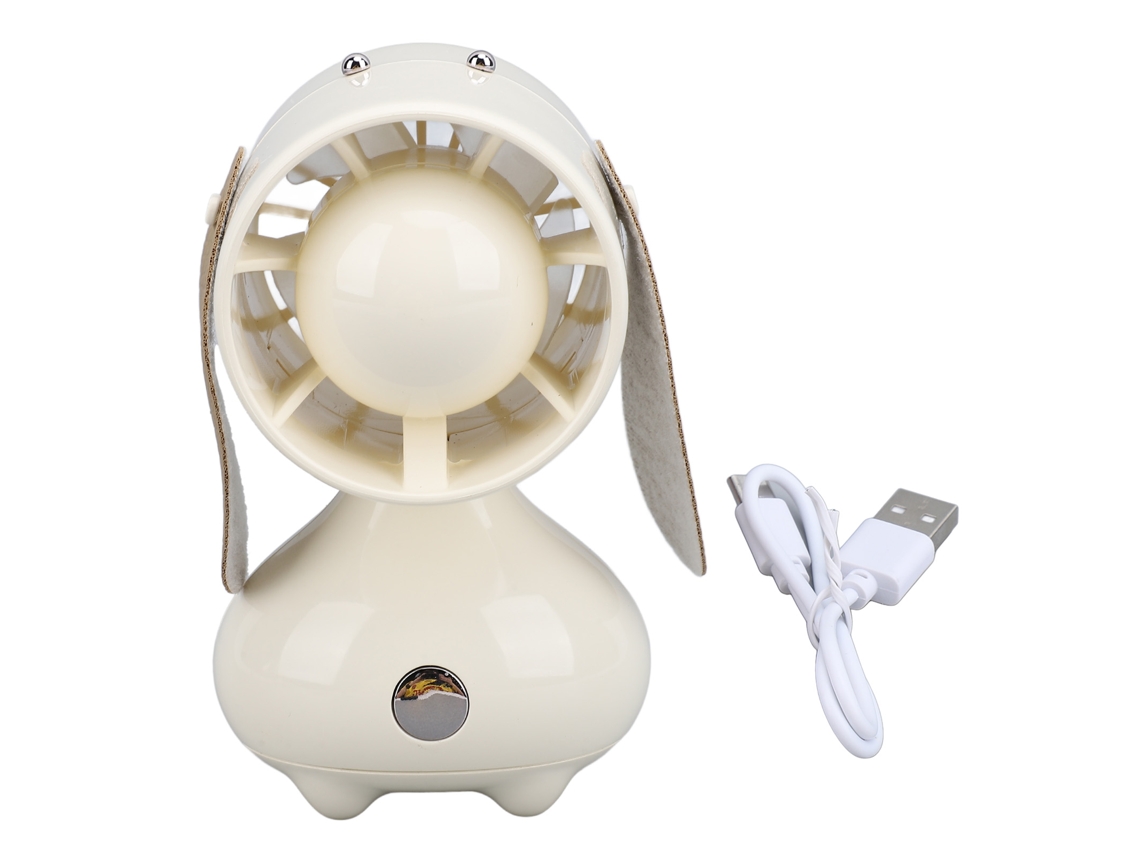 Vento Handheld Cute Cão 3 Velocidades Recarregável Branco