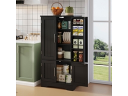 Küchenschrank 120x60x40cm, Led-sensorlicht, 4 Türen, Verstellbare Regale, Schwarz-hm