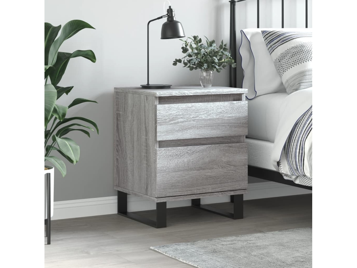 Vidaxl Mesa De Cabeceira 40x35x50 Cm Derivados De Madeira Cinza Sonoma