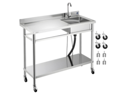 Pia De Cozinha Com Cuba Enrolável Em Aço Inoxidável 1200 X 500 X 1055 Mm Vevor