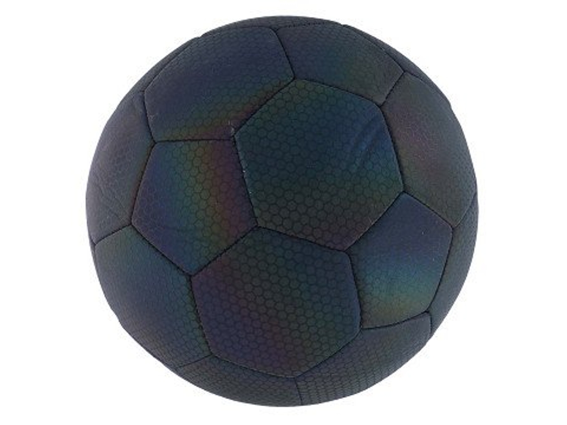 Bola De Futebol Refletora De 22 Cm Em Nylon Holográfico Preto. Merkloos