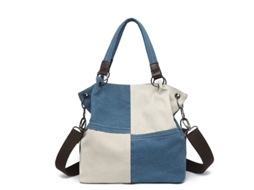 Bolsa Tote AQUAFORGE feminina de lona retrô, ombro simples, moderna, de grande capacidade, azul