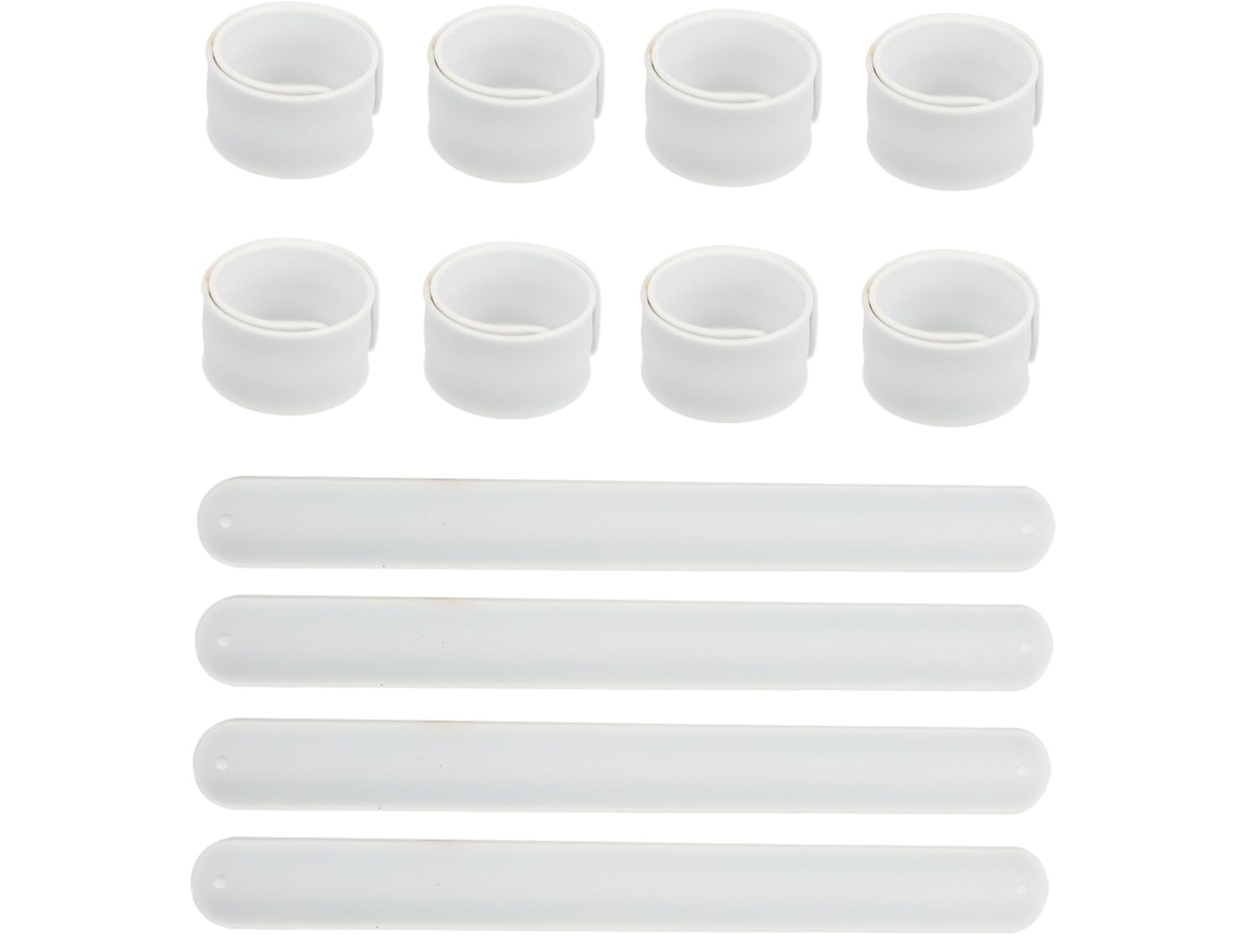 Conjunto de 12 Pulseiras de Silicone Brancas com Fecho de Pressão CHABERLU