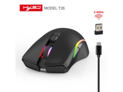 Mouse Gamer Sem Fio Hxsj T26 2.4ghz Tipo C Recarregável Com Luz De Fundo 7 Botões Portátil Mini