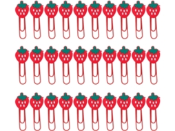 Clipes de papel Jojofuny com design de Morango, 30 unidades, clipes de PVC com detalhes em metal, marcadores de página.