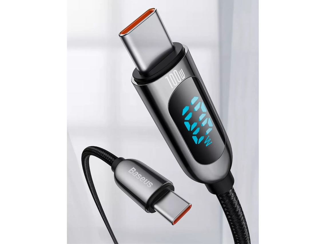 Cabo De Carregamento Usb C De 100 W E 2 M Com Visor Para Celulares E Computadores. Brilvibera