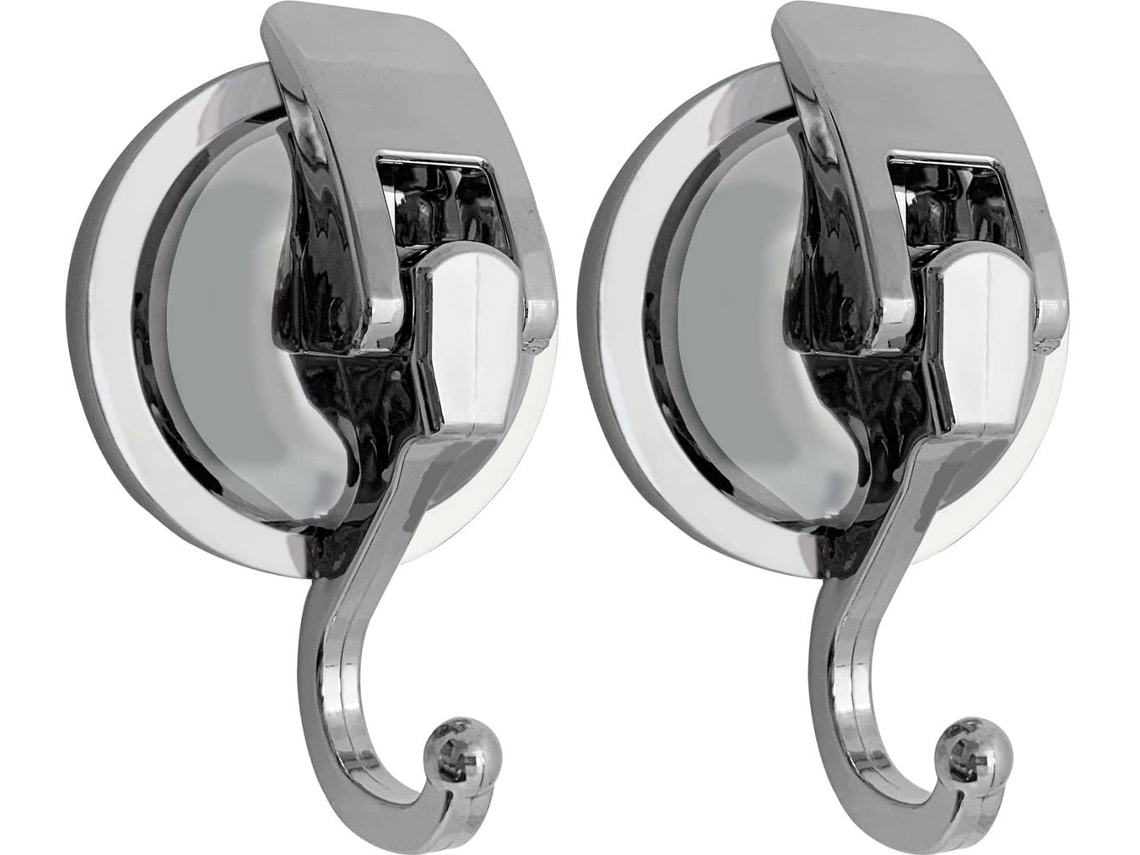 Ganchos de Ventosa Reforçados para Chuveiro e Roupões Banho, Ganchos de Aço Inoxidável com Sistema Sucção, Reutilizáveis, Sem Furos BRILVIBERA