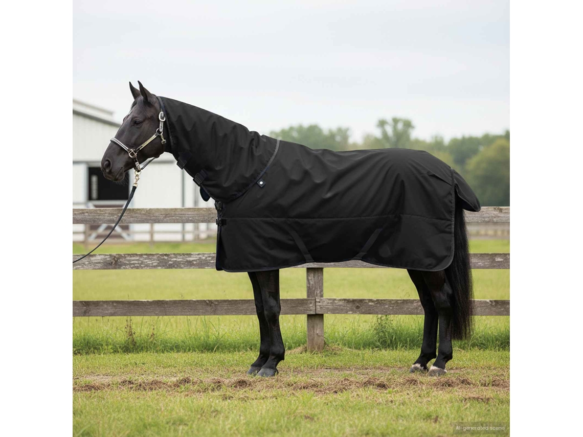 Vidaxl Cobertor De Cavalo Preto Total 105 Cm Poliéster