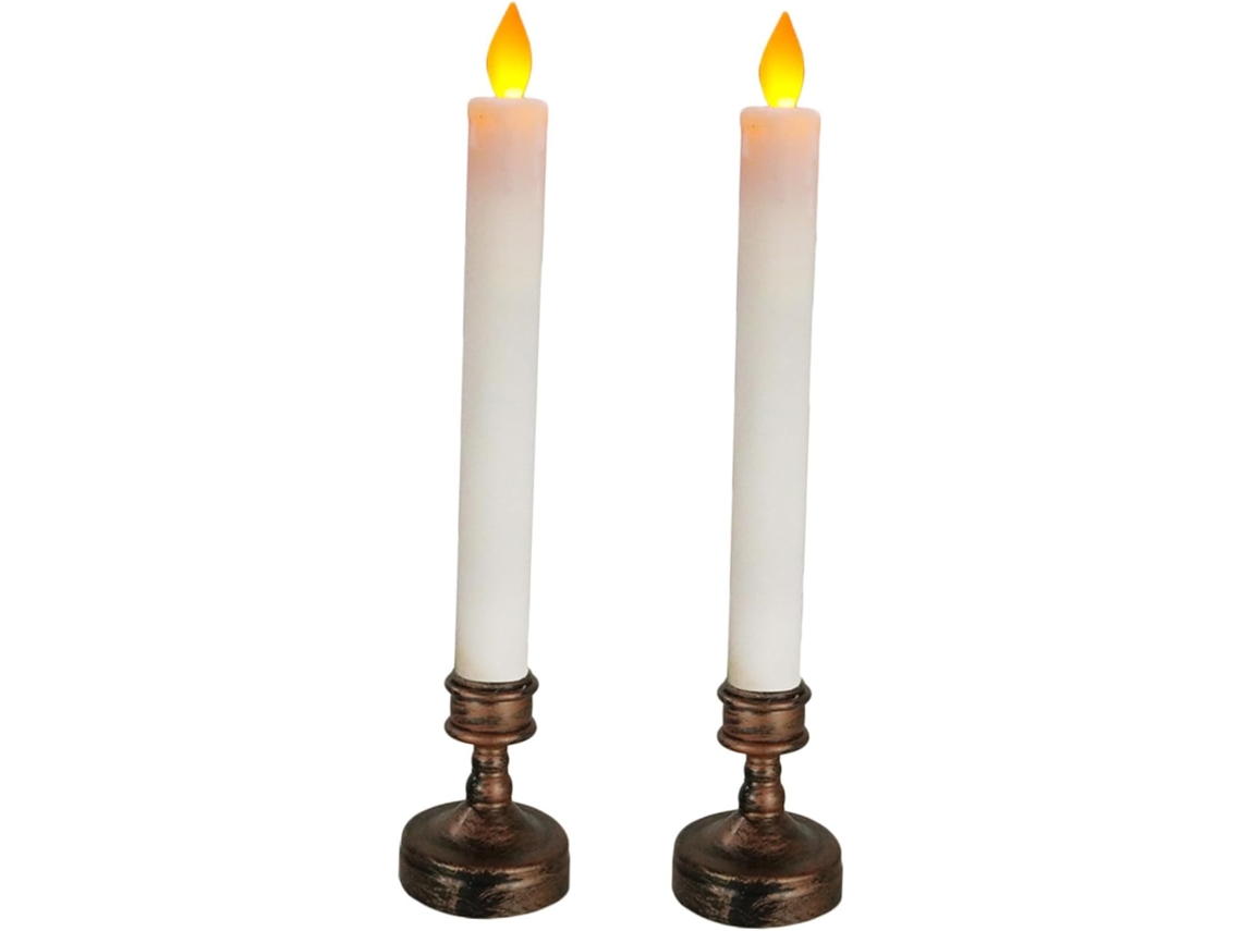 Conjunto De 2 Velas Elétricas Led Sem Chama Para Decoração Romântica