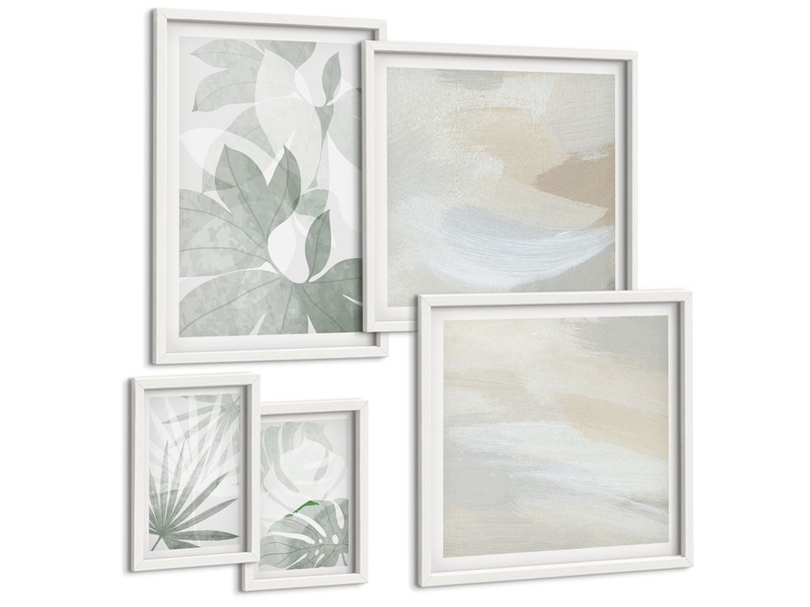 Quadros Decorativos Para Parede Canais De Veneza, Arquitetura Moldura Branca Pinturas De Quarto Espelharte (conjunto De 5 Imagens)