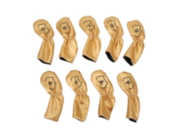 CAPAS BUSINESS de cabeça de taco de golfe, 9 peças, PU, impermeável, bordado, duplo lado, branco e dourado S/MARCA