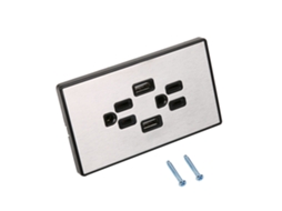 Tomada De Aço Inoxidável Padrão Americano Com Saída Usb 5v 4.200ma Pela Laxiscreed