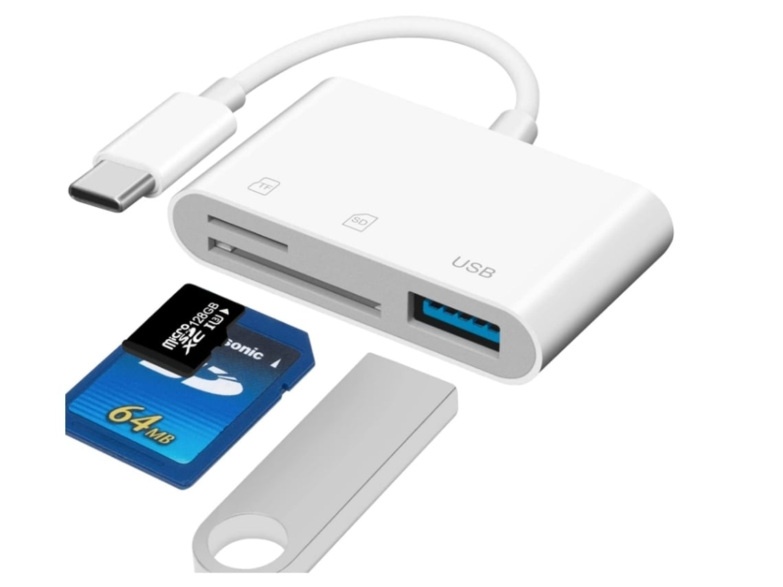 Leitor De Cartão Usb C 3 Em 1 Usb C Para Leitor De Cartão De Memória Micro Sd Tf Compatível Com Pad Pro Chromebook Xps Galaxy S*
