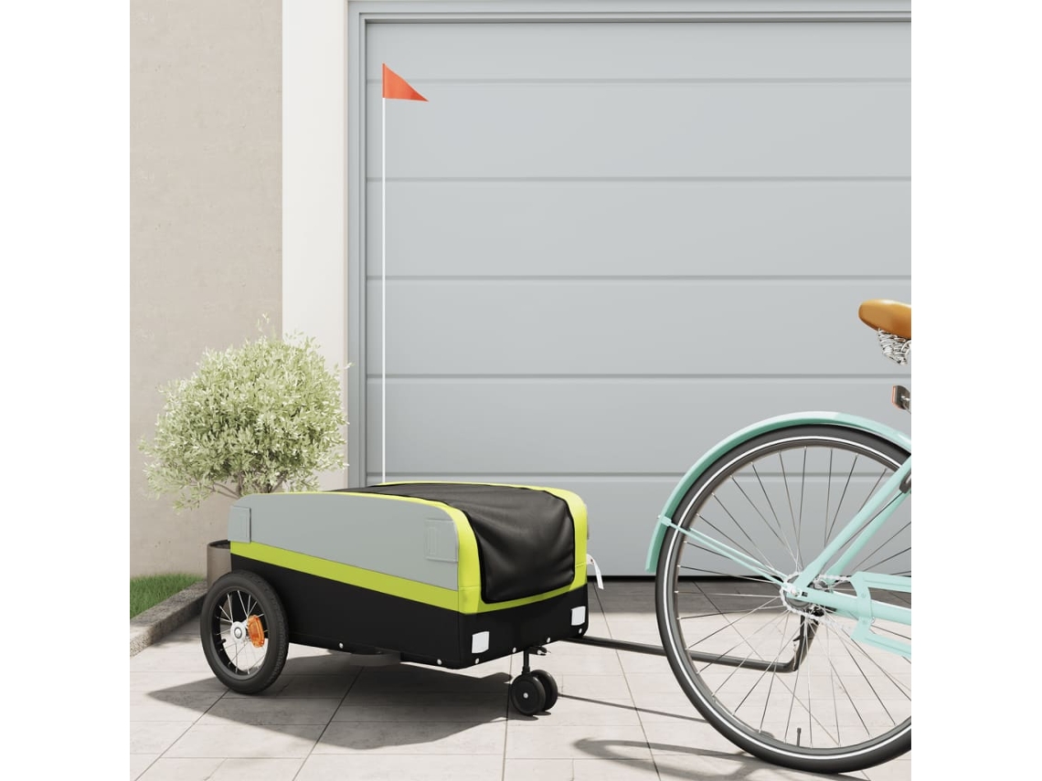 Vidaxl Reboque Para Bicicleta 30 Kg Ferro Preto E Verde