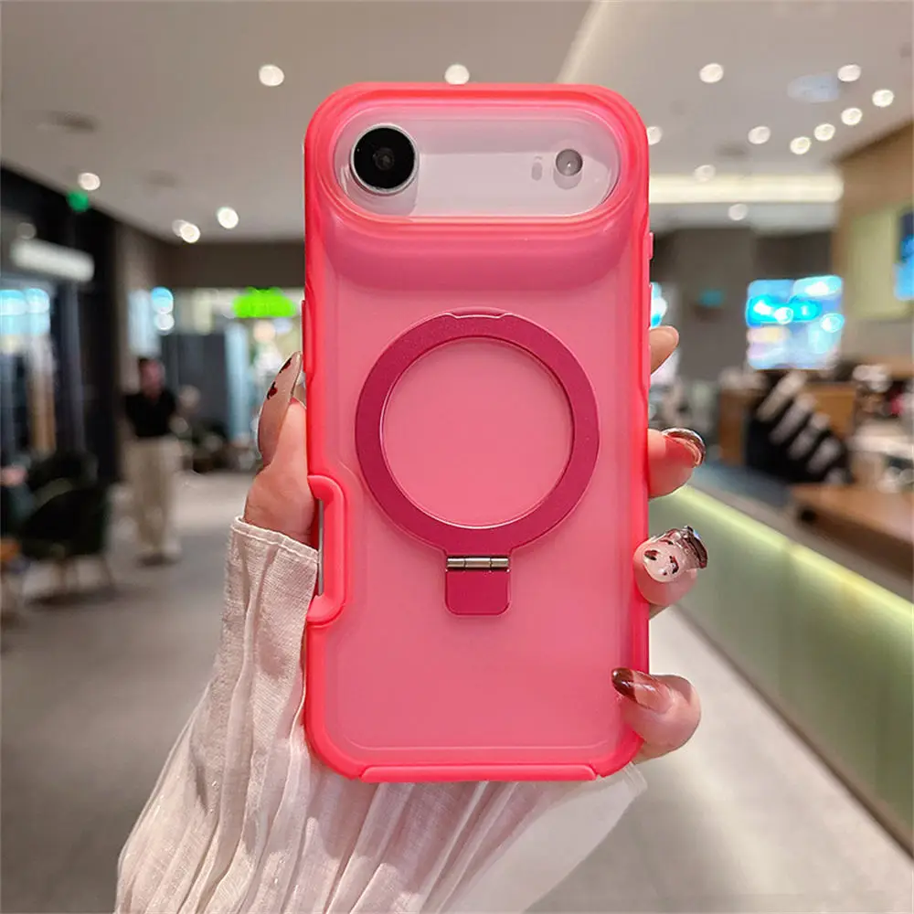 (rosa, Iphone 14 Pro Max) Capa Para Celular Com Suporte Magnético Em Anel, Capa Protetora Transparente Fosca À Prova De Choque Em Pctpu