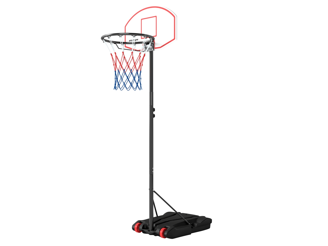 Cesto de Basquete ajustável 74x55x210cm com base preenchível rodas e dardos preto | S/MARCA