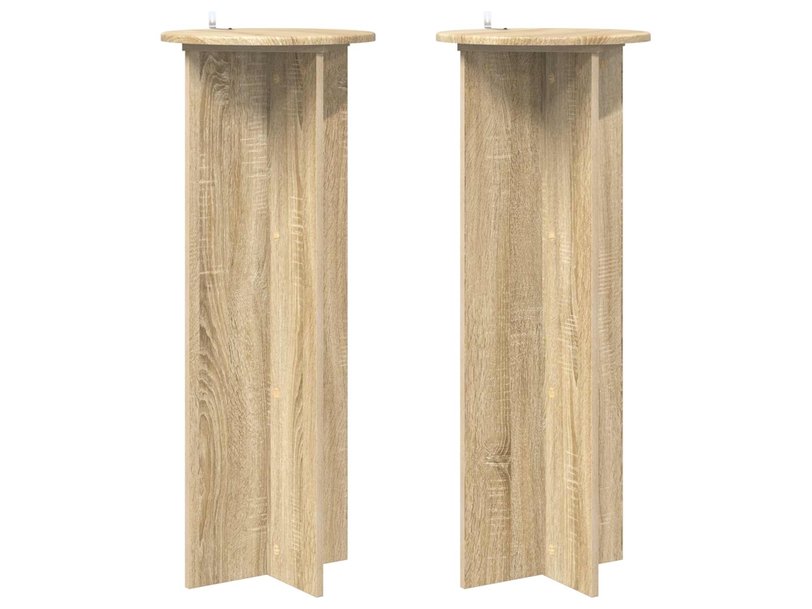Conjunto 2 Suporte Moderno Para Plantas Vidaxl Castanho Derivados De Madeira (ø40 X 100 Cm)