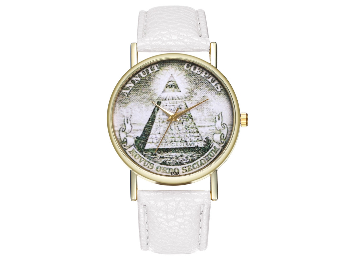 Relógio de Pulso Feminino de Moda Leisure Quartz com Pulseira de Couro Branco