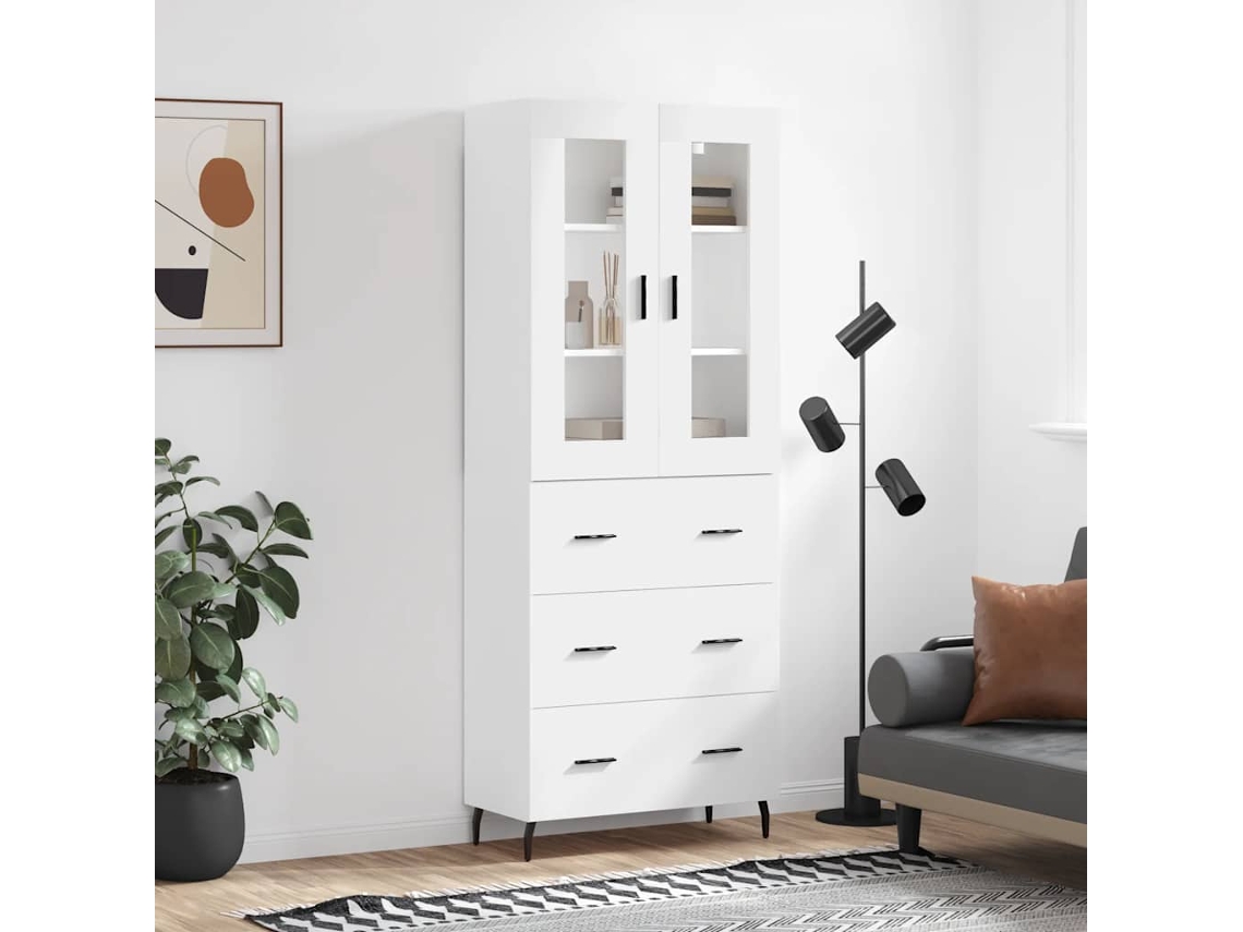 Vidaxl Armário Alto 69,5x34x180 Cm Derivados De Madeira Branco