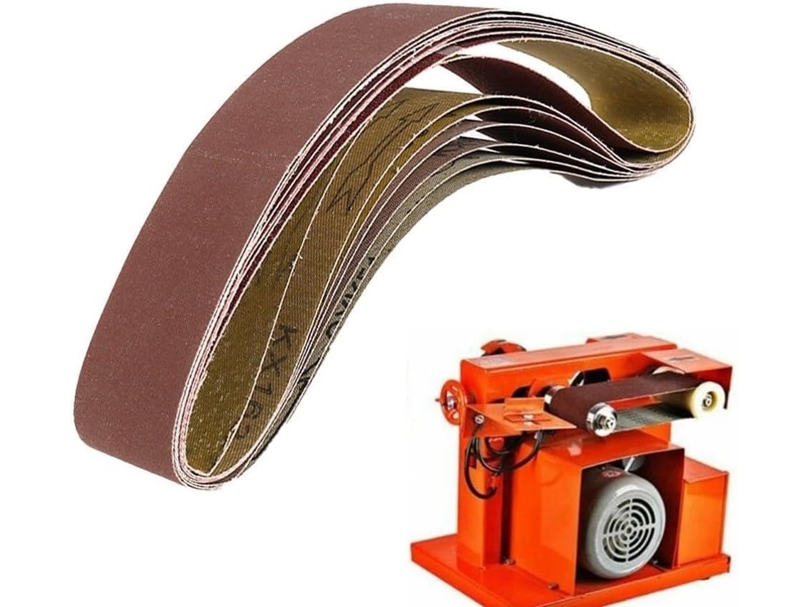 Conjunto De 7 Cintas Metálicas 50x 686mm Com Abrasivo Óxido Alumínio Grão 120-1000 Para Aço Inoxidável Industrial, Couro