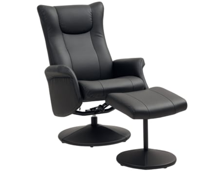Poltrona De Relaxamento Com Hocker, 360° Giratória, Função De Reclinagem, Apoio Para Os Pés, Preto Panshiyuan (70x79x105cm)