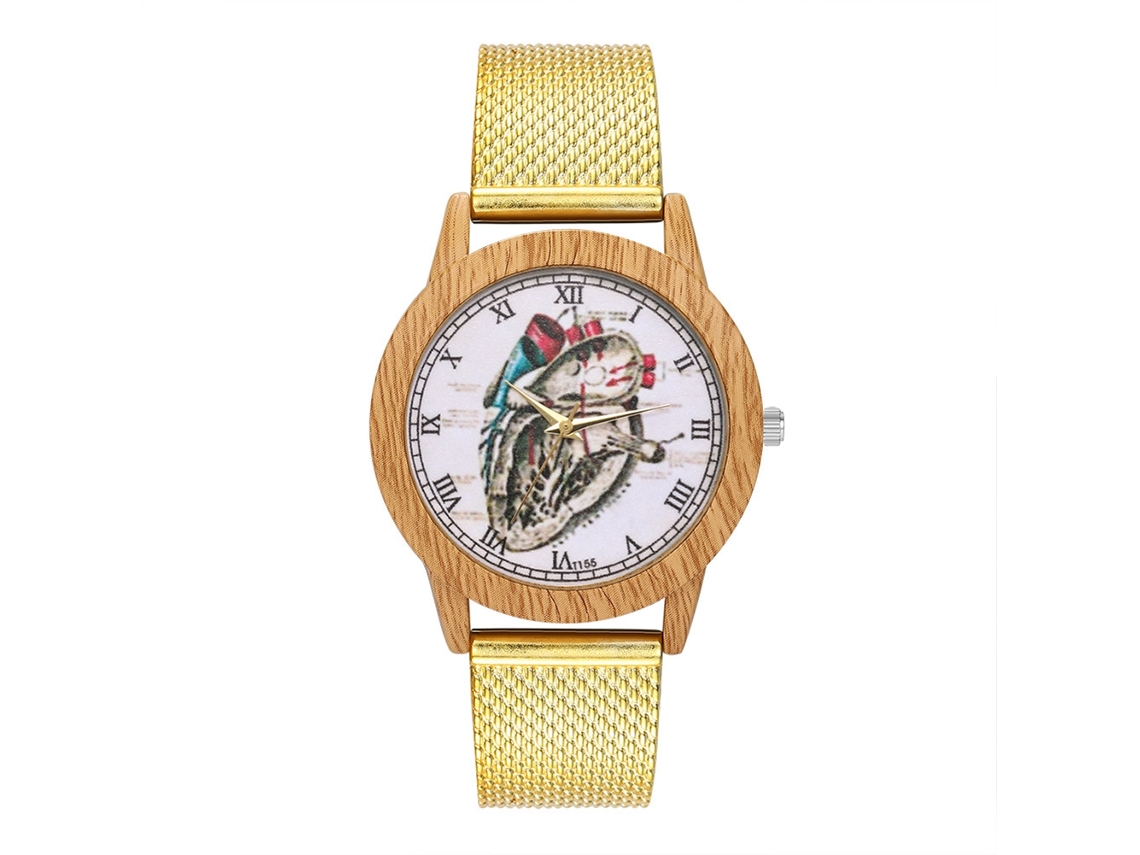 Reloj De Cuarzo Con Correa De Silicona Dial Grande Numerales Romanos Unisex Oro